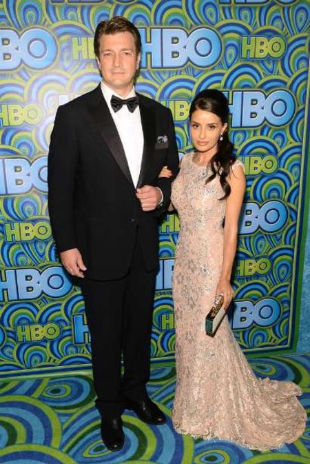 Mikaela Hoover and Nathan Fillion at an HBO event.